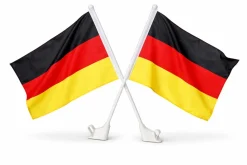 Deluxe Autofahne Deutschland 2er Set Auto Fanartikel Fußball Deutschlandflagge Zubehör