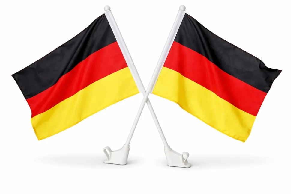 Deluxe Autofahne Deutschland 2er Set Auto Fanartikel Fußball Deutschlandflagge Zubehör