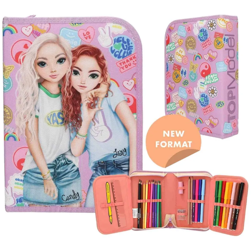 Depesche Deluxe Federtasche GIRL POWER inkl. Stifte TOPModel 5 x 15,5 x 22 cm