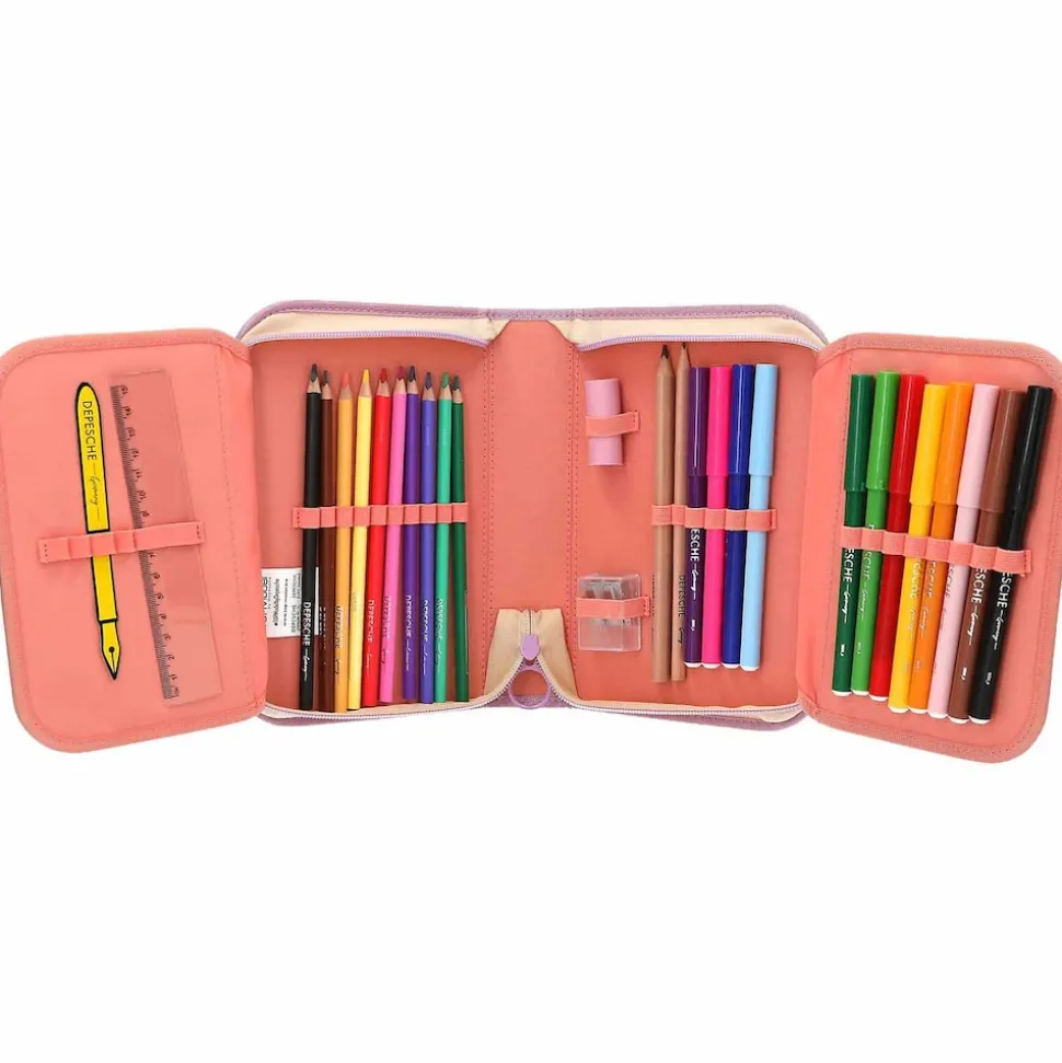 Depesche Deluxe Federtasche GIRL POWER inkl. Stifte TOPModel 5 x 15,5 x 22 cm
