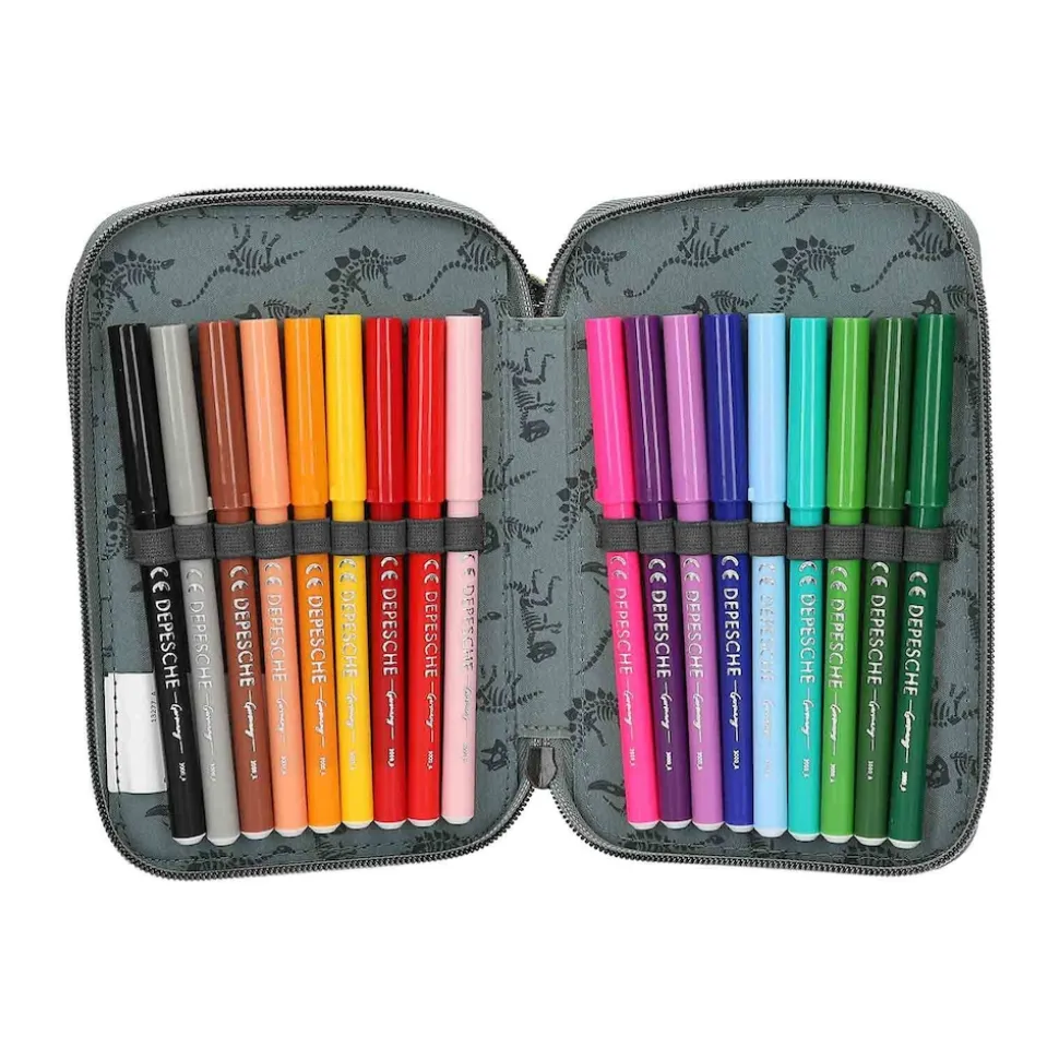 Depesche 3-Fach Federtasche BITE inkl. Stifte Dino World 20 x 13 x 7,5 cm