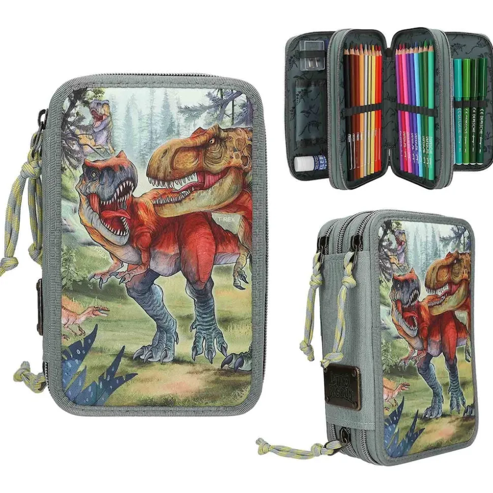 Depesche 3-Fach Federtasche BITE inkl. Stifte Dino World 20 x 13 x 7,5 cm