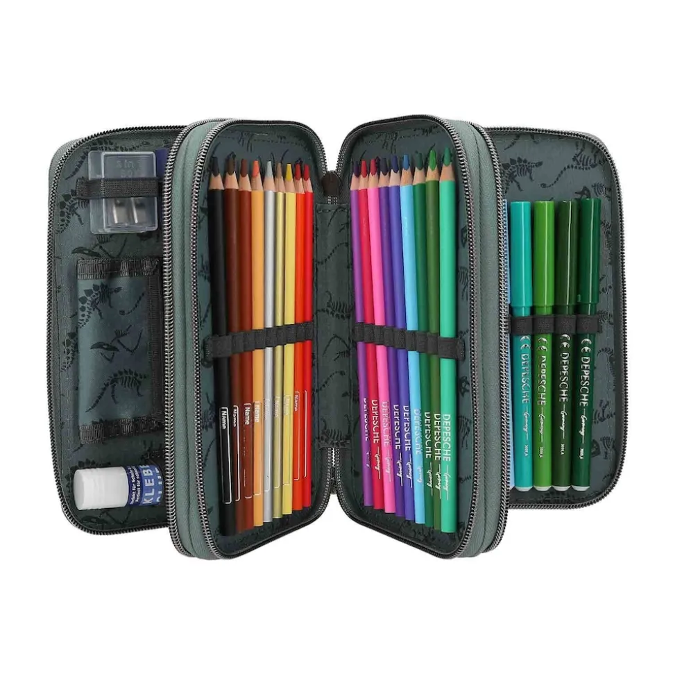 Depesche 3-Fach Federtasche BITE inkl. Stifte Dino World 20 x 13 x 7,5 cm