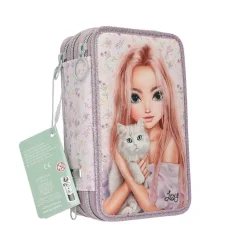Depesche 3-Fach Federtasche BLOOMING KITTY TOPModel 7,5 x 13 x 20 cm