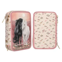 Depesche 3-Fach Federtasche BLOSSOM PONY inkl. Stifte Miss Melody 7,5 x 13 x 20 cm