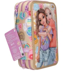 Depesche 3-Fach Federtasche GIRL POWER inkl. Stifte TOPModel 7,5 x 13 x 20 cm