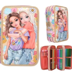 Depesche 3-Fach Federtasche GIRL POWER inkl. Stifte TOPModel 7,5 x 13 x 20 cm
