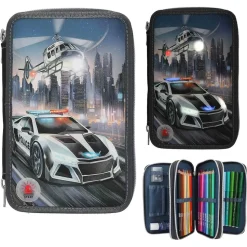 Depesche 3-Fach Federtasche LED Monster Cars 7,5 x 13 x 20 cm
