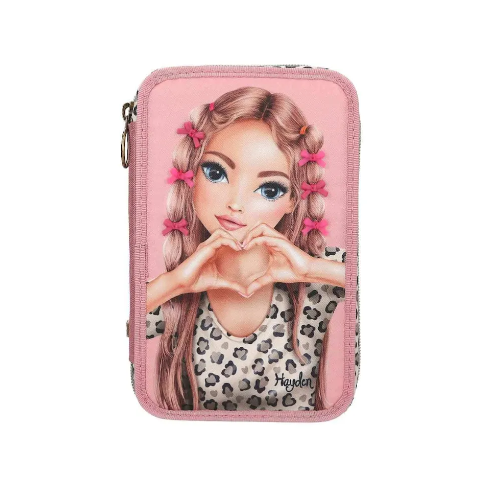 Depesche 3-Fach Federtasche LEOHEART mit Schleifen TOPModel 7,5 x 13 x 20 cm