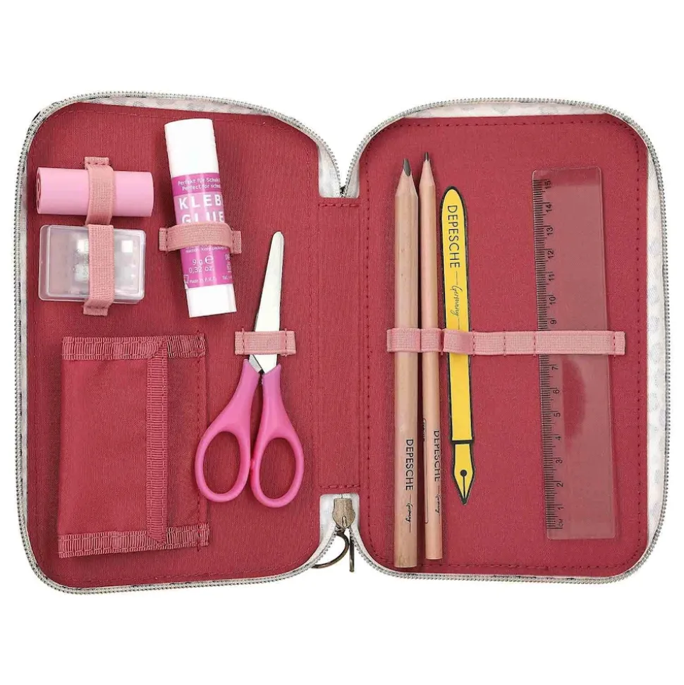 Depesche 3-Fach Federtasche LEOHEART mit Schleifen TOPModel 7,5 x 13 x 20 cm