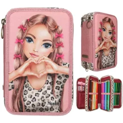 Depesche 3-Fach Federtasche LEOHEART mit Schleifen TOPModel 7,5 x 13 x 20 cm