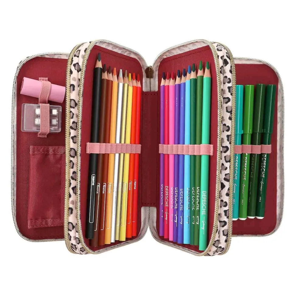 Depesche 3-Fach Federtasche LEOHEART mit Schleifen TOPModel 7,5 x 13 x 20 cm