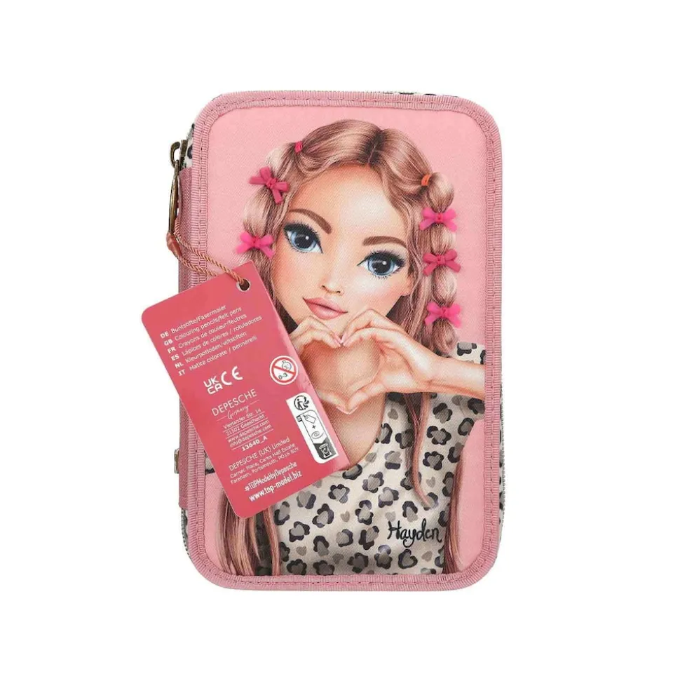 Depesche 3-Fach Federtasche LEOHEART mit Schleifen TOPModel 7,5 x 13 x 20 cm