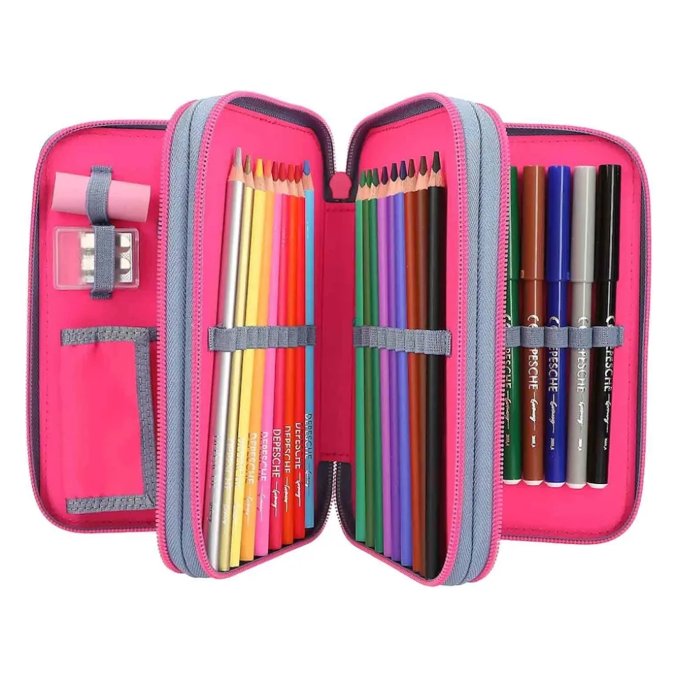 Depesche 3-Fach Federtasche mit Silikon-Pins TOPModel 7,5 x 13 x 20 cm