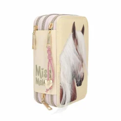 Depesche 3-Fach Federtasche mit Pferdekopf-Applikation inkl. Stifte Miss Melody 7,5 x 13 x 20 cm