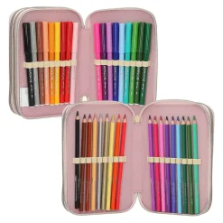 Depesche 3-Fach Federtasche mit Pferdekopf-Applikation inkl. Stifte Miss Melody 7,5 x 13 x 20 cm