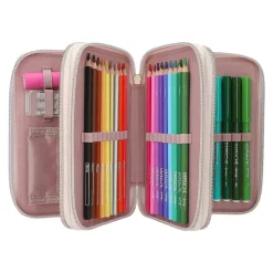 Depesche 3-Fach Federtasche mit Stickerei SUMMER FEELING inkl. Stifte TOPModel 7,5 x 13 x 20 cm