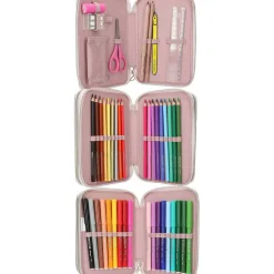 Depesche 3-Fach Federtasche mit Stickerei SUMMER FEELING inkl. Stifte TOPModel 7,5 x 13 x 20 cm