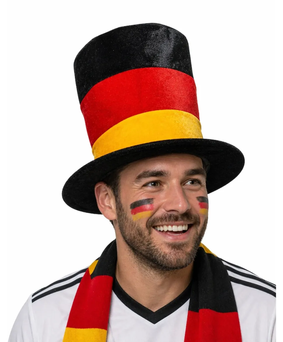 Deutschland Zylinderhut Fanhut Hut Schwarz Rot Gold EM WM Karneval Fußball