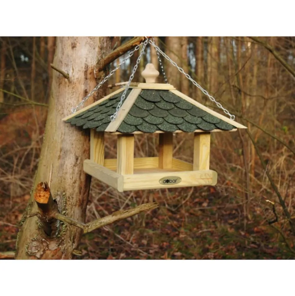 dobar Futterhaus mit grünen Bitumenschindeln inkl. Kette