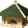 dobar Futterhaus mit grünen Bitumenschindeln inkl. Anflugstangen und 4 Futterbehältern