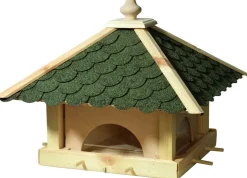 dobar Futterhaus mit grünen Bitumenschindeln inkl. Anflugstangen und 4 Futterbehältern