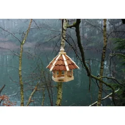 dobar Futterhaus mit lasierten Holzschindeln inkl. Kordel