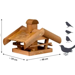 dobar großes Vogelhaus "Blätterfall" für Ständermontage, Vogelfutterhaus zum Aufstellen