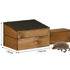 dobar Igelhaus mit schwarzem Bitumendach und Rattenklappe