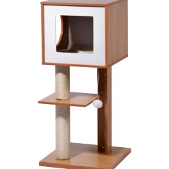 Dobar Katzenmöbel "Susy" mit Kratzsäule und Spielball, Katzenhöhle mit flauschigem Katzenbett