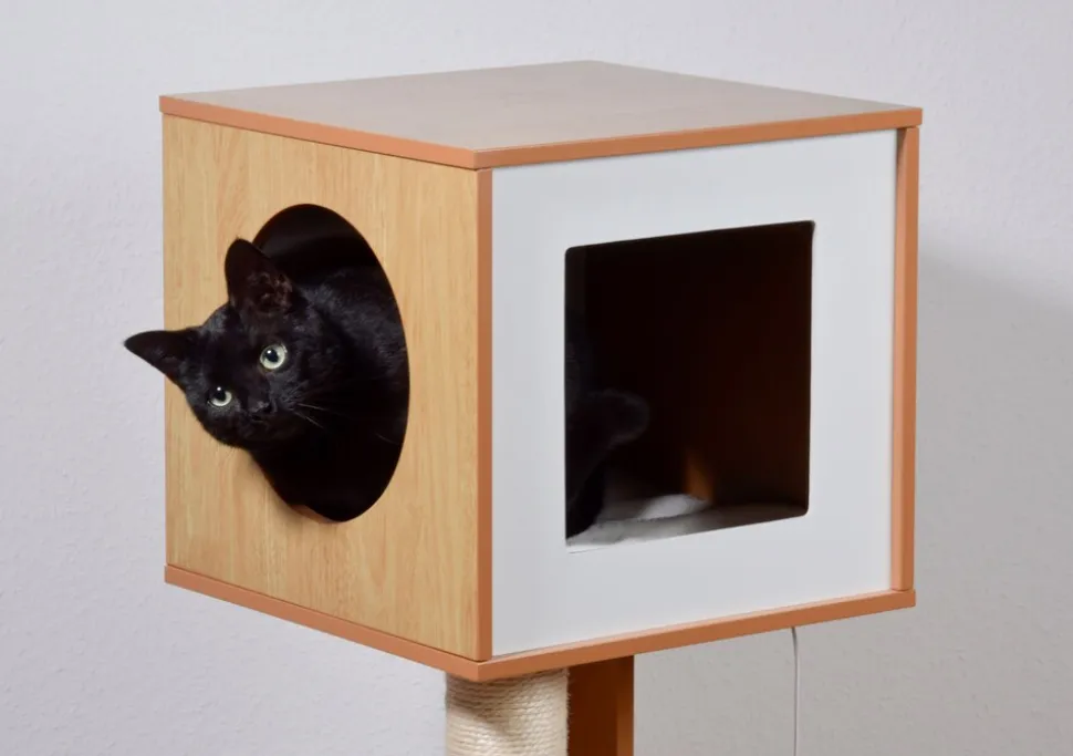 Dobar Katzenmöbel "Susy" mit Kratzsäule und Spielball, Katzenhöhle mit flauschigem Katzenbett