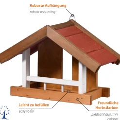 dobar Vogelhaus "Herbstfrüchte" im 2er-Set, Vogelfutterhäuser zum Aufhängen, 22,5x21x16 cm