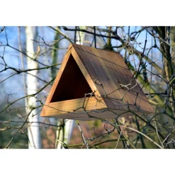 Dreieckiges Futterhaus aus Eiche mit Aufhängung