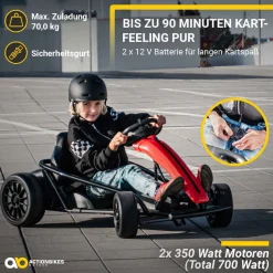 Drift-Kart SX1968, Drift-Scooter Go-Kart 700 Watt, EVA-Weichgummireifen vorne, Bremsautomatik (Weiß)