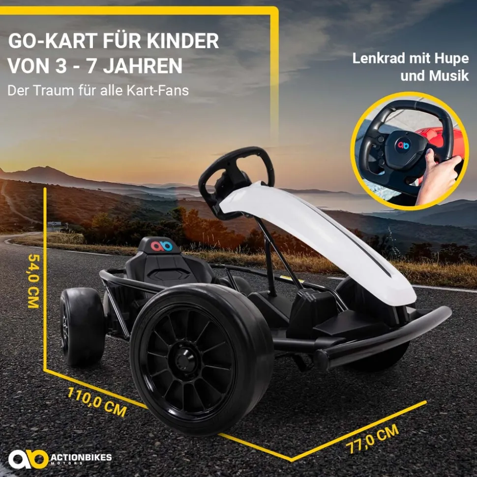 Drift-Kart SX1968, Drift-Scooter Go-Kart 700 Watt, EVA-Weichgummireifen vorne, Bremsautomatik (Weiß)