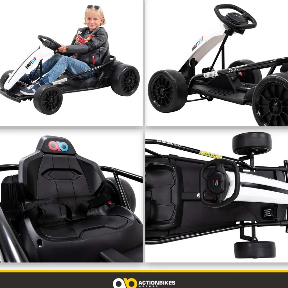 Drift-Kart SX1968, Drift-Scooter Go-Kart 700 Watt, EVA-Weichgummireifen vorne, Bremsautomatik (Weiß)