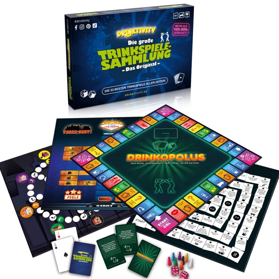 Drinktivity - Die große Trinkspielesammlung (DE) Partyspiele Erwachsene 33 Spiele Party Box