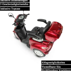 ECO ENGEL 501, Senioren- / Elektromobil, 25 km/h mit 20 Ah Li-Io Akku herausnehmbar, Rot