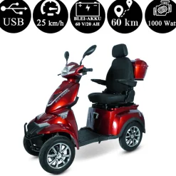 ECO ENGEL 530, 1000 Watt, 25 km/h, Elektromobil 4-Rad Roller, Rot - versch. Farben