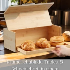 Ecosa Brotbox mit Klappdeckel aus nachhaltigem Bambus Brotkasten
