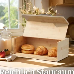 Ecosa Brotbox mit Klappdeckel aus nachhaltigem Bambus Brotkasten