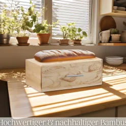 Ecosa Brotbox mit Klappdeckel aus nachhaltigem Bambus Brotkasten