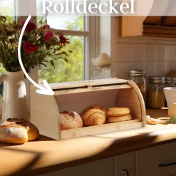 Ecosa Brotbox mit Rolldeckel aus nachhaltigem Bambus Brotkasten
