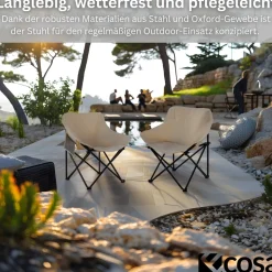 Ecosa Campingstuhl Beige Klappstuhl Faltbar – Robuster Outdoor Stuhl mit Tragetasche