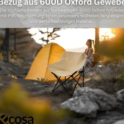 Ecosa Campingstuhl Beige Klappstuhl Faltbar – Robuster Outdoor Stuhl mit Tragetasche