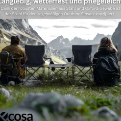 Ecosa Campingstuhl Schwarz Klappstuhl Faltbar – Robuster Outdoor Stuhl mit Tragetasche
