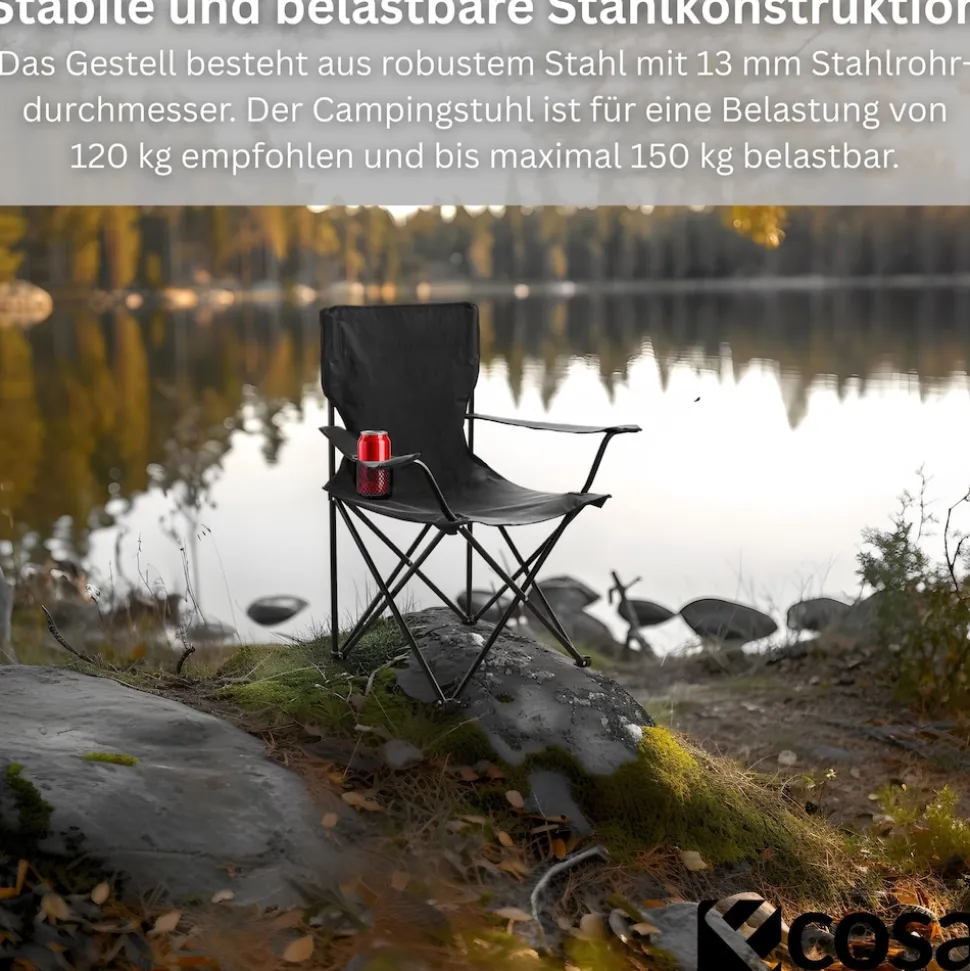 Ecosa Campingstuhl Schwarz Klappstuhl Faltbar – Robuster Outdoor Stuhl mit Tragetasche