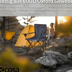 Ecosa Campingstuhl Schwarz Klappstuhl Faltbar – Robuster Outdoor Stuhl mit Tragetasche