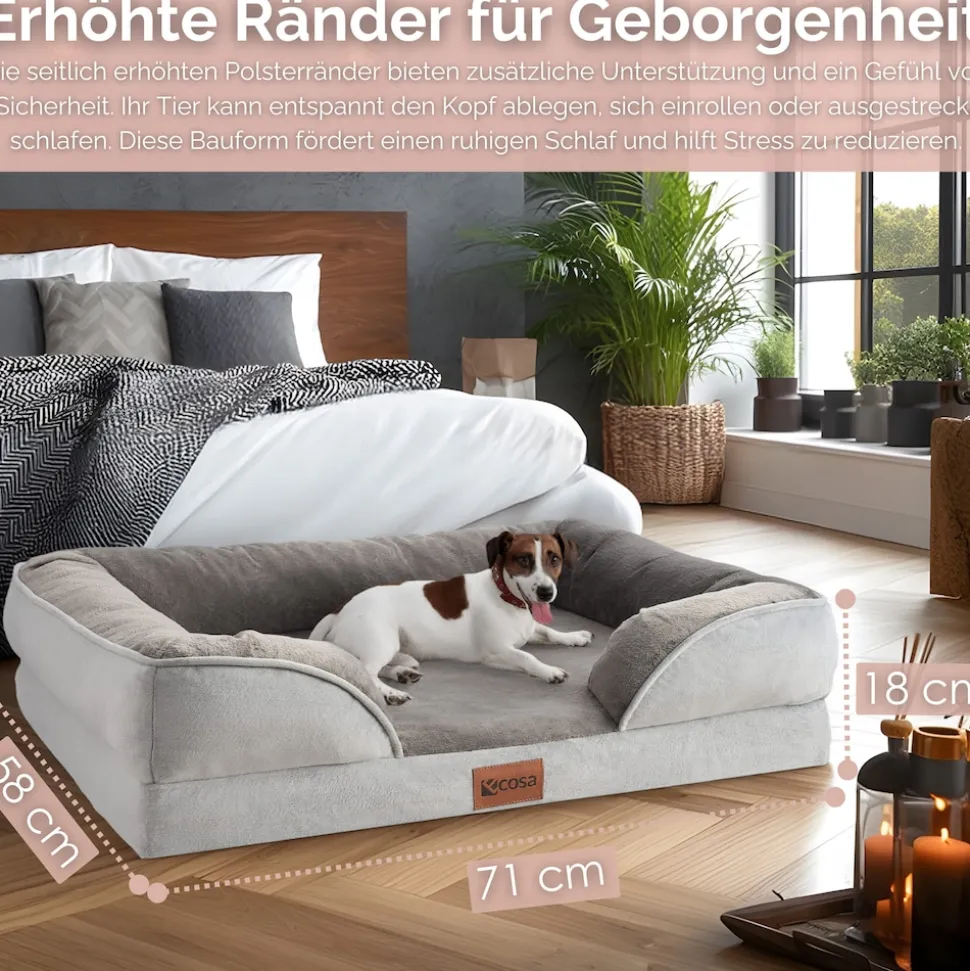 Ecosa Orthopädisches Hundebett 71x58x18cm Wasserfest Anti-Rutsch-Boden