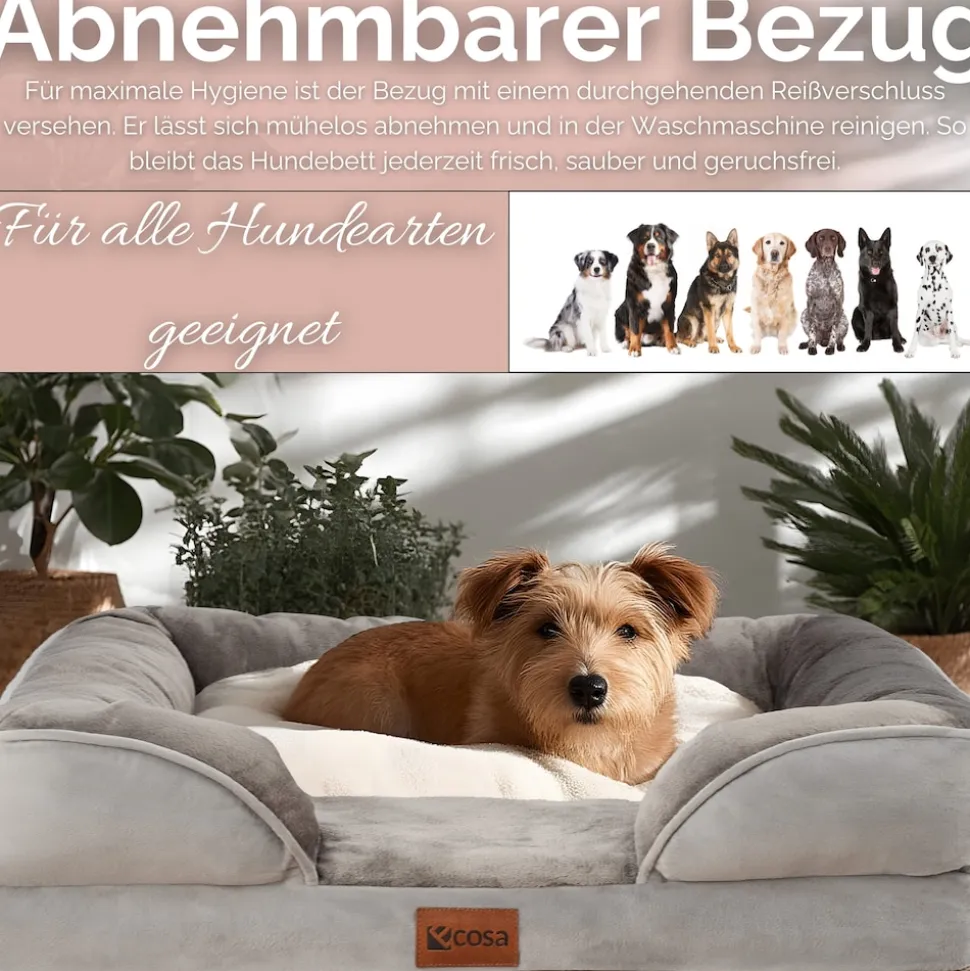 Ecosa Orthopädisches Hundebett 71x58x18cm Wasserfest Anti-Rutsch-Boden